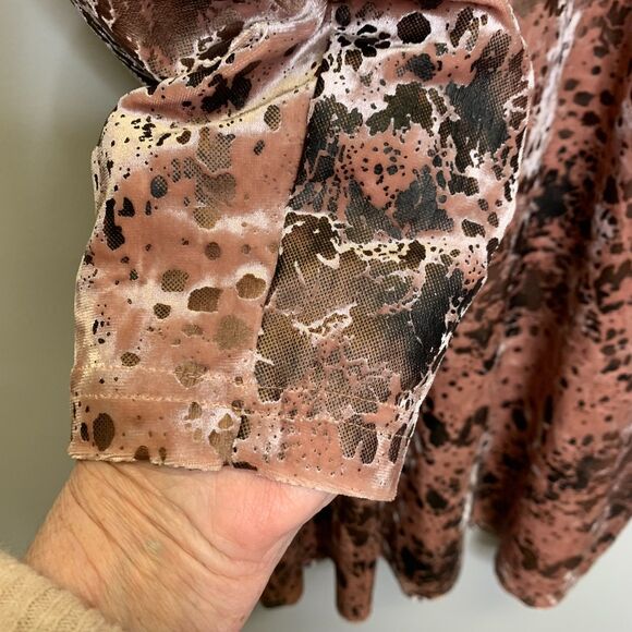 Cousin Earl Womens Shift Dress Deep Vneck Velvet Burnout Midi Short Antique Pink - Picture 4 of 10